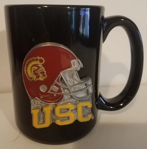 SC TROJANS Ceramic 14 oz Coffee Mug w/Raised Medallion - USC TROJANS PAC-12 Cover