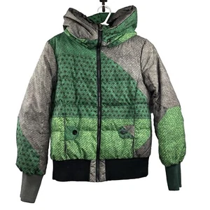 ERAL Kids Jr XL Gray Green Hooded Puffer Jacket Coat Insulated High Turtle Neck - Picture 1 of 24