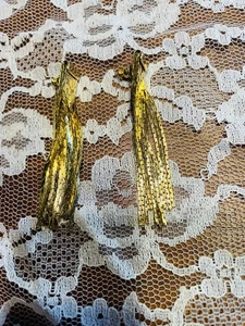 Vintage 90s Gold Tone Sleek Multi Chains Pierced Earrings - Picture 1 of 3