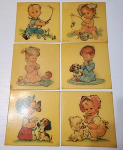 Set 6 Targhe da Parete in Plastica Pete Hawley Ragazzo Ragazza Pesca Cucciolo Preghiera 1962 - Foto 1 di 15