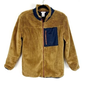 Tommy Bahamas Boys Faux Fur Jacket Fleece Full Zip Tan & Blue - Picture 1 of 6