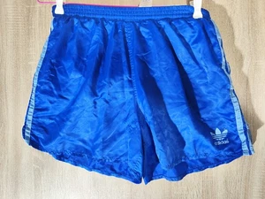 Vintage Adidas Shorts Blau Gr. L Nylon Sporthose Glanz Originals - Picture 1 of 9