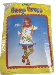 ADULT CLOWN HOOP COSTUME DRESS & BLOOMERS ONE SIZE - Picture 1 of 7