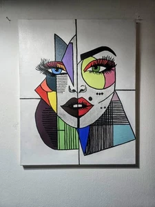 Vibrant painting framed acrylic artwork, original wall art, modern home decor - Picture 1 of 8