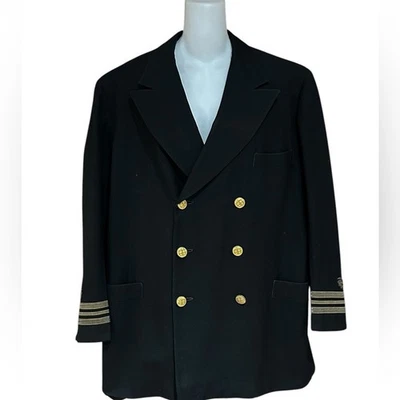 Chaqueta De Colección Segunda Guerra Mundial 1941 Azul Marino Negra Doble Pecho con Acentos Dorados Para Hombres 42 Foto 1 de 4