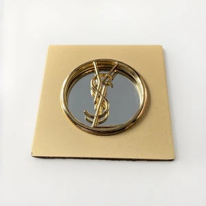 Yves Saint Laurent YSL Vintage Purse Compact Flip Mirror Gold Metal 1980’s - Picture 1 of 5