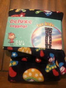 deluxe navy blue leggings girls size s mushroom print - Picture 1 of 6