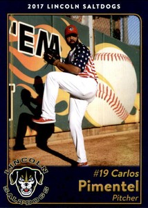 2017 Lincoln Saltdogs Team Issue 20 Carlos Pimentel Wyncote Pennsylvania PA Card