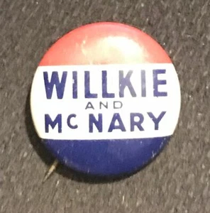 1940 3/4" WILLKIE AND MCNARY PINBACK (LOT C) GREAT CONDITION - Picture 1 of 2