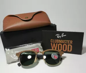 Ray-Ban Rb3016M 11858 51MM CLUBMASTER POLARIZED Unisex HOLZ Rahmen - Bild 1 von 3