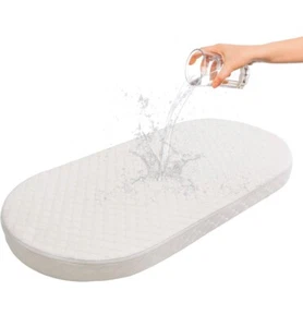 Baby Bassinet Mattress, Breathable, Hypoallergenic, Oval 15" x 30" White - Picture 1 of 6