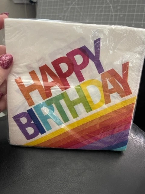 Creative Converting 663972 Rainbow Lunch Napkins Happy Birthday Case of 192