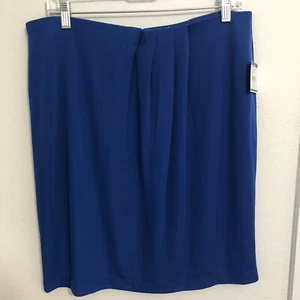NEW ANNE KLEIN Blue Slinky Asymmetric Pleat Front Skirt SIZE XL XLARGE Back Zip - Picture 1 of 8