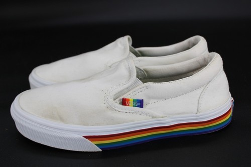 Mocassini da pattino VANS slip on bianchi in tela taglia 5 uomo 6 5 donna arcobaleno Pride
