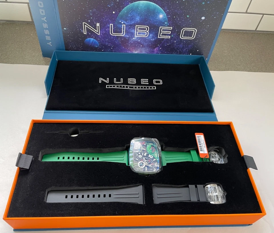 Nubeo 58mm Odyssey Triple Time Zone Chrono Metallic Green Limited Edition