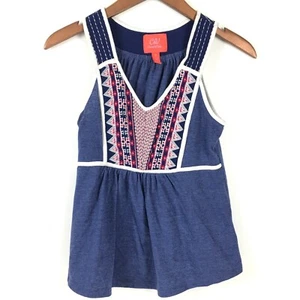 Chelsea & Violet Top Small Blue Sleeveless Embroidered Rayon Flowy - Picture 1 of 10