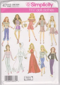 Simplicity 4702 11,5" Barbie Puppe Andrea Schewe zehn Outfits Nähmuster UC - Bild 1 von 2