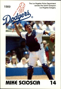 1989 Dodgers Police Baseball Card #9 Mike Scioscia