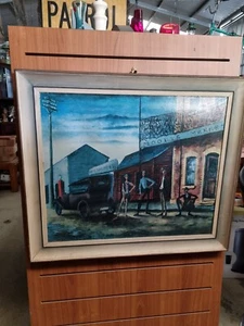 Circa 1941 RUSSELL DRYSDALE Oil On Plywood Original Reproduction "Moody's Pub" - Picture 1 of 9