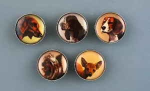 DOG LOVERS PICTURE BUTTONS - SET OF 5 - Picture 1 of 4