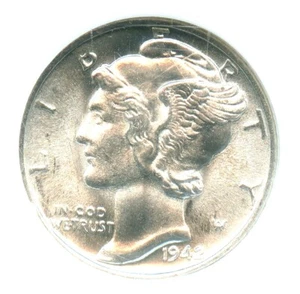 1942 Mercury Dime, NGC MS66 - Picture 1 of 3