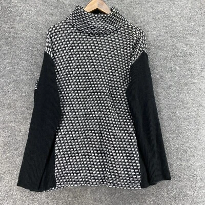 Suéter Pullover Ashley Stewart Mujer 1X Plus Negro Geométrico Cuello Alto Tejido Foto 1 de 4