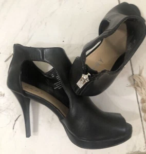 DKNY peep toe leather ankle boots size 9 - Picture 1 of 9
