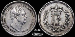 Großbritannien, Wilhelm IV., 1 1/2 Pence 1834, vz-unc - Bild 1 von 4