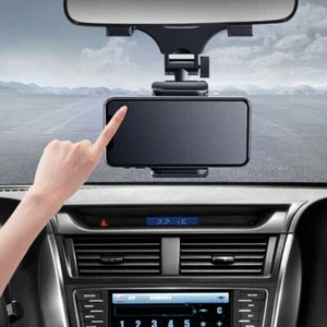 Universal 360 Rotatable Car Rearview Mirror Mount Stand Cell Phone Holder Stand - Picture 1 of 12