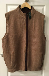 NWTL.L. Bean Men's 100% Merino Wool Waterfowl Sweater Vest Brown (Sable) Size XL