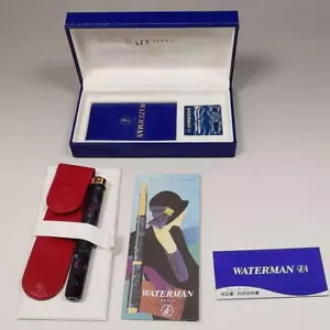 WATERMAN Fountain Pen Lady Agathe 1990 Blue Purple 18K With Case Box - Picture 1 of 10