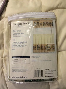 NEW MAINSTAYS HOME WINDOWS TIER AND VALANCE SET 58”X36” VALANCE 58”X16” TREAMENT - Picture 1 of 4