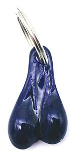 BRASS BALLS PURPLE KEY CHAIN BIKER TRUCKER BULL BALLS AUTO KEYCHAIN USA MADE - Bild 1 von 2