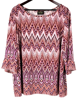 Camisa Bob Mackie Mujer Talla 2X Usable Arte Top Rosa Pullover Elastizada Túnica H4 Foto 1 de 4