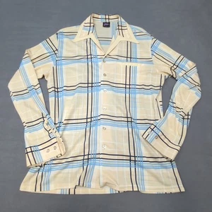 VTG 60's 70's JOEL California Check Geometric Disco Mens L Shirt Rockabilly MCM - Picture 1 of 9