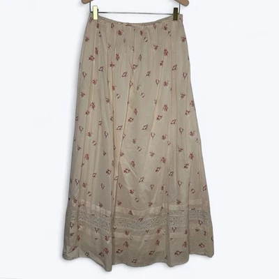 Abercrombie Floral Maxi Skirt Sz S? Peach Pink Pockets Prairie Cottagecore - Image 1 of 4