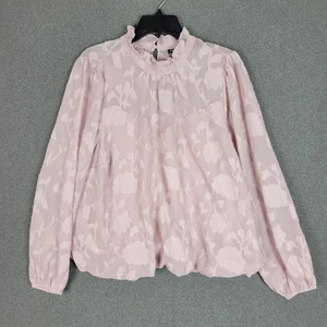 Torrid Blouse Womens 0 L Pink Chiffon Clip Floral Bubble Hem - Picture 1 of 6