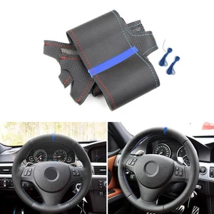 Schwarz Lenkradabdeckung Lederbezug Trim For BMW M Sport E90 320i 335i E82 E87 - Bild 1 von 13