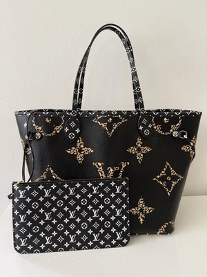 Bolso de Mano LOUIS VUITTON Monograma Giant Jungle Neverfull MM Negro/Marrón Foto 1 de 4