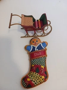 Hallmark Vintage 1986 1999 Xmas Ornament Decorations Tin Gingerbread Man Sleigh - Picture 1 of 6