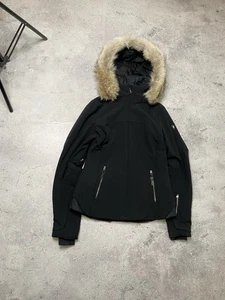 Spyder Real Fur Hooded Ski Women WaterProof Black Jacket Size S - Picture 1 of 14