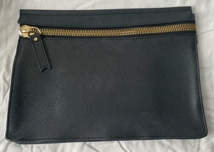 INDIA HICKS Large Black Leather Clutch Purse Bag-NEW no Tag - Picture 1 of 5
