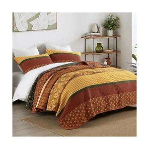 Finlonte Fall Queen Quilt Set - 100% Cotton Farmhouse Queen Size Quilt, Flora... - Picture 1 of 7