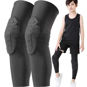 Kids Youth 5-15 Years Padded Leg Compression Sleeve Knee Guards Protective fo... - Picture 1 of 9