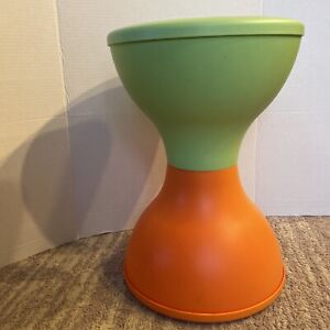 Retro Plastic Tulip Stool Hourglass Orange Green Mod 2 Piece Art Deco Mabalo EUC