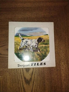 Azulejos de colección diseñados en caja perro de caza de aves 6" remache cuadrado, corcho trasero mano des - Imagen 1 de 5