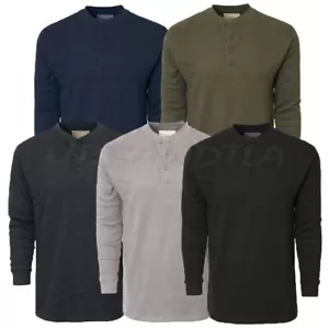 Men's Waffle Knit Henley T Shirts Long Sleeve Thermal Shirts Pullover Sweater - Picture 1 of 11