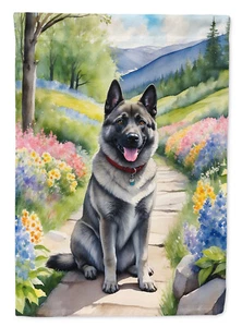 Norwegian Elkhound Spring Path Flag Canvas House Size DAC6679CHF - Picture 1 of 4