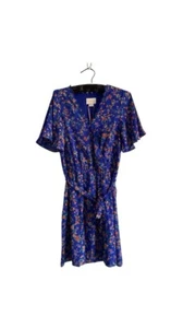 Size 8 Occasion Dress Ditsy Floral Tea Dress Party Short Sleeved Blue Wedding - Picture 1 of 7