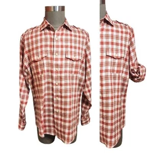 Brooks Brothers | Camicia da uomo irlandese a quadri in lino con maniche convertibili rossa XL - Foto 1 di 9